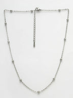 NVR Women's Silver-Toned Artificial Beads German Silver Oxidised Chain