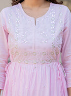Kaajh Women's Light Pink Embroidered Ethnic Dress - Distacart