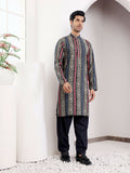 Multicolor Modal Silk Designer Printed Men's Kurta - Mahotsav