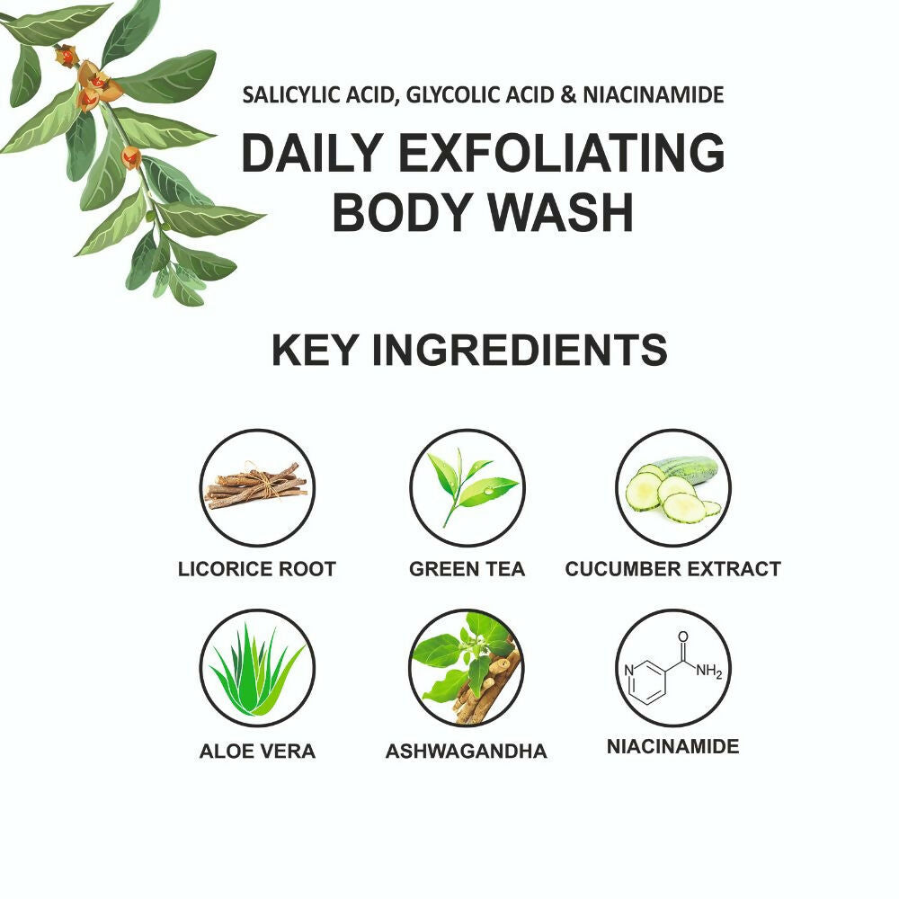 Love Earth Salicylic Acid, Glycolic Acid & Niacinamide Exfoliating Body Wash - Distacart