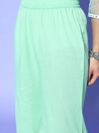 Yufta Sea Green Printed Top with Trousers