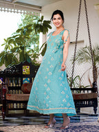 Yufta Sea Green Strappy Anarkali Dress