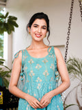 Yufta Sea Green Strappy Anarkali Dress