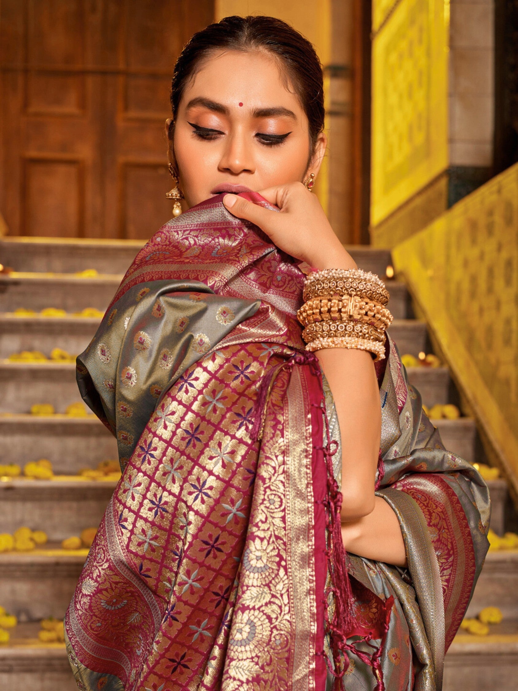 Anaita Sea Green Banarasi Saree With Blouse Piece - Distacart
