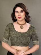 Vedant Vastram Litchi Silk Banarasi Silk Saree - Bottle Green - Distacart