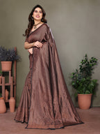 Vedant Vastram Litchi Silk Banarasi Silk Saree - Black - Distacart