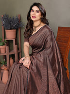 Vedant Vastram Litchi Silk Banarasi Silk Saree - Black - Distacart