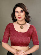 Vedant Vastram Litchi Silk Banarasi Silk Saree - Maroon - Distacart