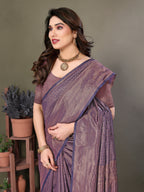 Vedant Vastram Litchi Silk Banarasi Silk Saree - Navy - Distacart