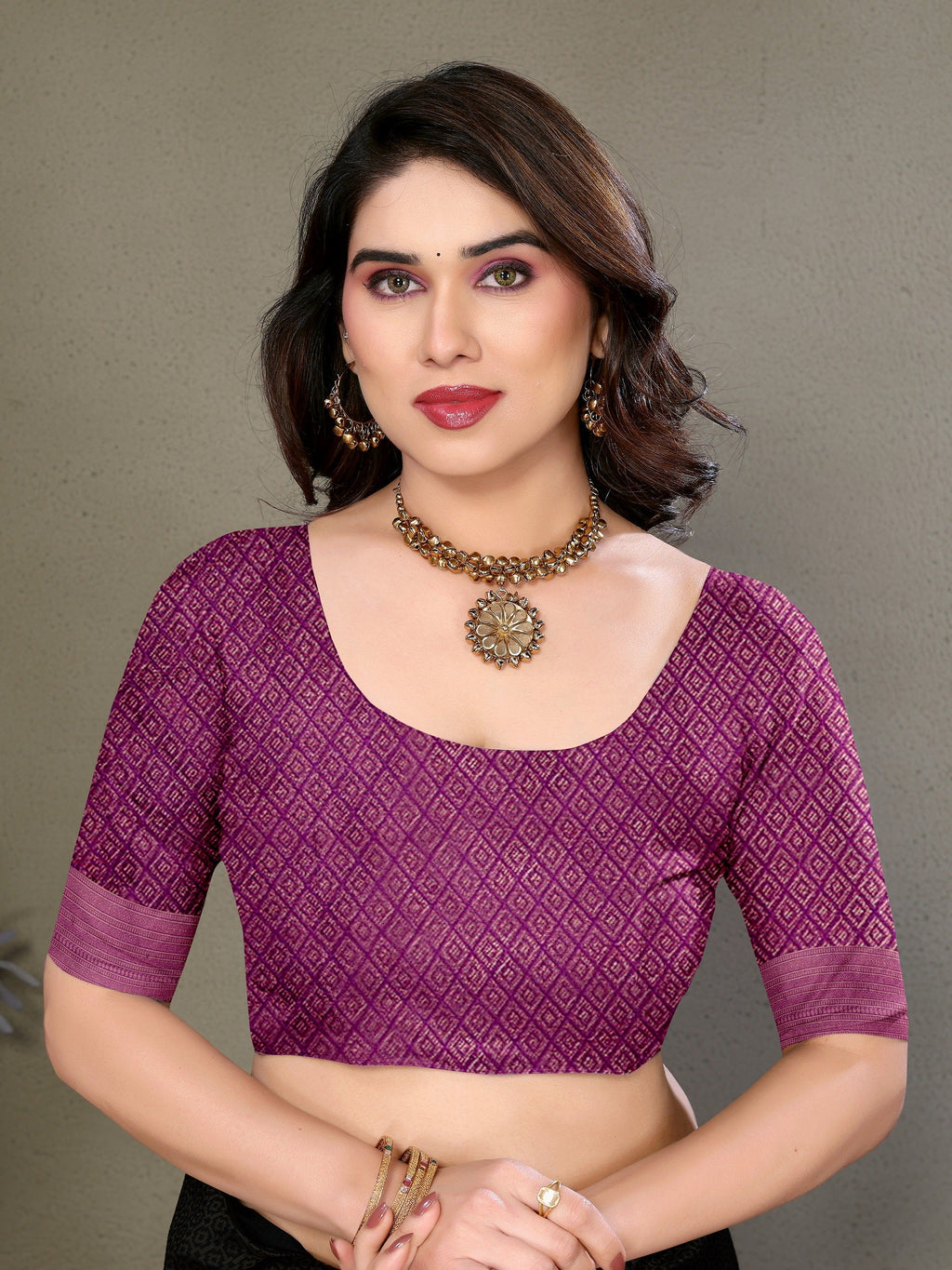 Vedant Vastram Litchi Silk Banarasi Silk Saree - Purple - Distacart