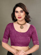 Vedant Vastram Litchi Silk Banarasi Silk Saree - Purple - Distacart