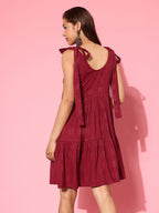 Yufta Self Design Tiered Fit & Flare Dress - Distacart