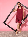 Yufta Self Design Tiered Fit & Flare Dress - Distacart