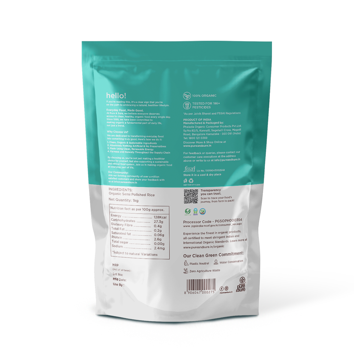 Pure & Sure Organic Semi Polished Rice(Rajmudi Rice) - Distacart