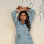 Jyoti Fashion Women's Sky Blue Rinkal Cotton Plain with Side Pocket Kurtis & Sets