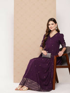 Ahalyaa Women's Traditional wear Ethnic Dress - Burgundy - Distacart