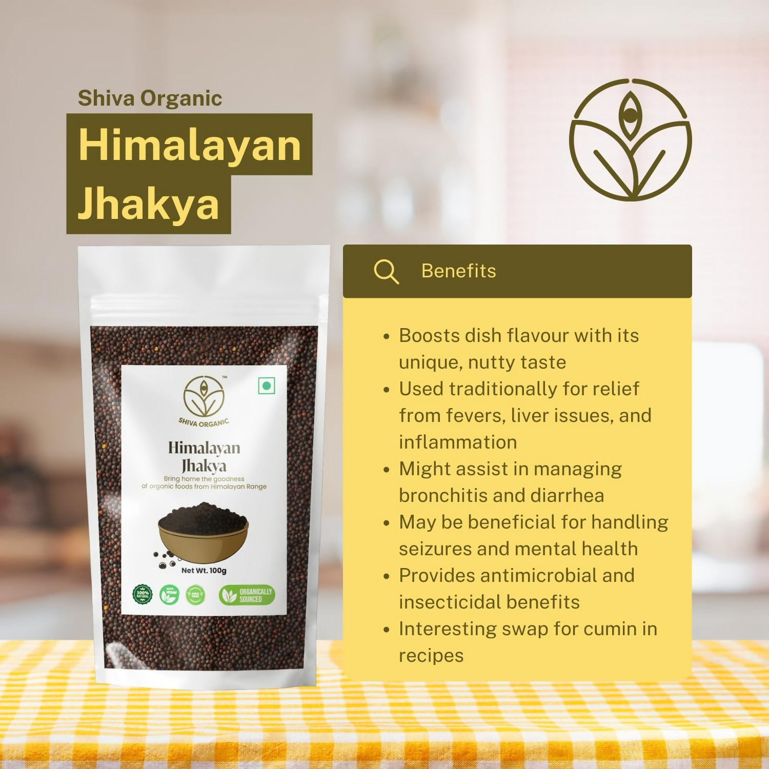Shiva Organic Himalayan jakhiya seeds pahadi (Wild Mustard) Black Jakhya Seeds