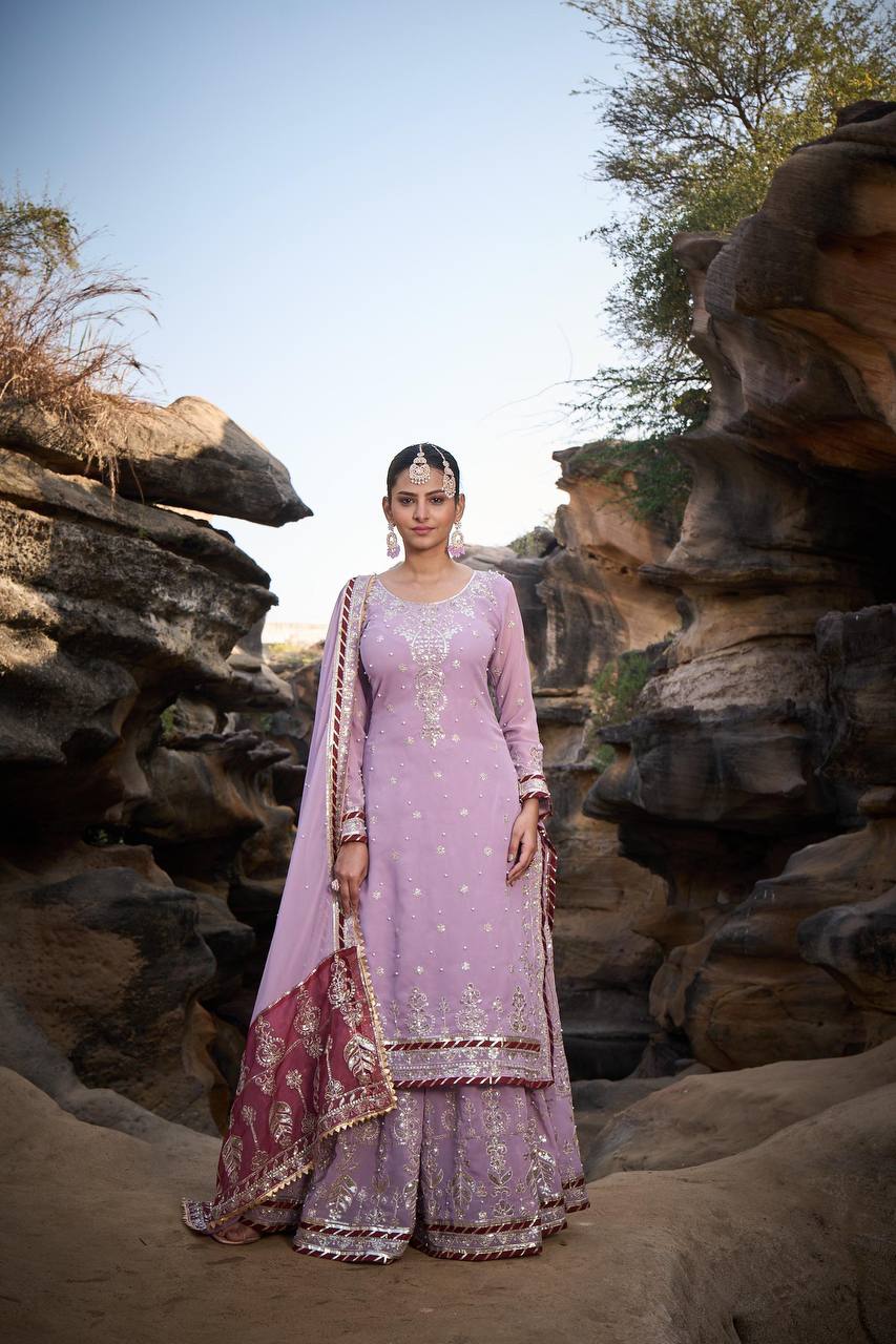 Lehenga Mart Designer Faux Georgette Ready to wear Sharara Suit for Eid - Distacart