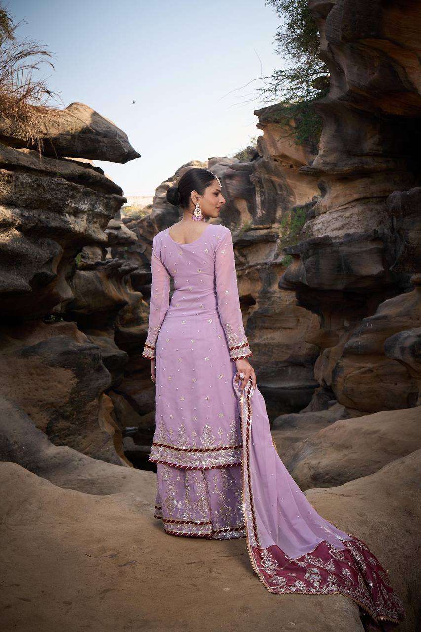Lehenga Mart Designer Faux Georgette Ready to wear Sharara Suit for Eid - Distacart
