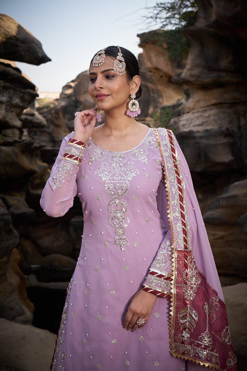 Lehenga Mart Designer Faux Georgette Ready to wear Sharara Suit for Eid - Distacart