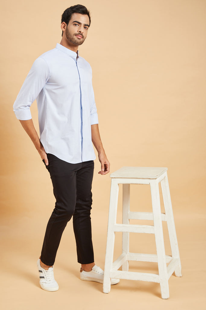 Skii Chinese Collar Designer Men's Shirt by Hilo Design