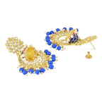 Jewel City Royal Blue and Gold-Plated Kundan Chandbali Earrings – Traditional Indian Jhumka Earrings with Pearls - Distacart