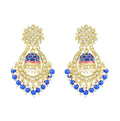 Jewel City Royal Blue and Gold-Plated Kundan Chandbali Earrings – Traditional Indian Jhumka Earrings with Pearls - Distacart