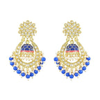 Jewel City Royal Blue and Gold-Plated Kundan Chandbali Earrings – Traditional Indian Jhumka Earrings with Pearls - Distacart