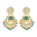 Jewel City Green and Gold-Plated Kundan Chandbali Earrings – Traditional Indian Jhumka Earrings with Pearls - Distacart