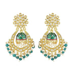 Jewel City Green and Gold-Plated Kundan Chandbali Earrings – Traditional Indian Jhumka Earrings with Pearls - Distacart