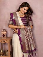 Aastha Fashion Cream Silk Sarees Weaving Saree - Distacart
