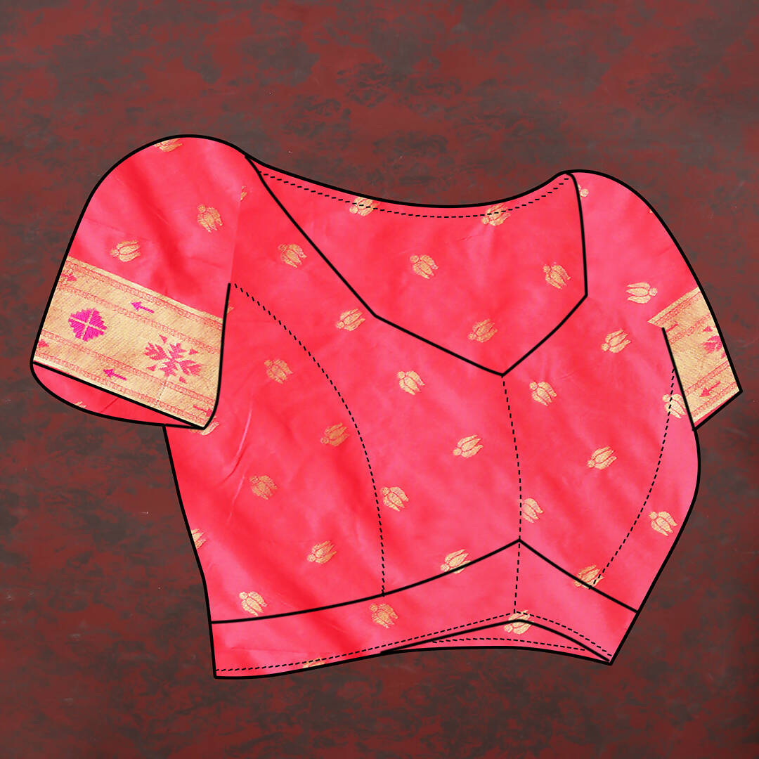 Lorenvalley Fashion Peach Soft Paithani Silk Woven Design Gold Zari Meenakari Weaving Saree