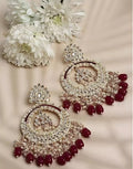 Jewel City Luxury Kundan Pearl Chandbali Earrings with Ruby Drops Traditional Wedding Statement Earrings - Distacart