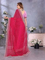Vedant Vastram Georgette Embroidered & Sequin work Bollywood Fancy Saree - Pink