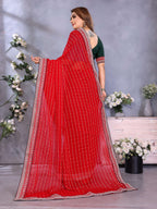 Vedant Vastram Georgette Embroidered & Sequin work Bollywood Fancy Saree - Red