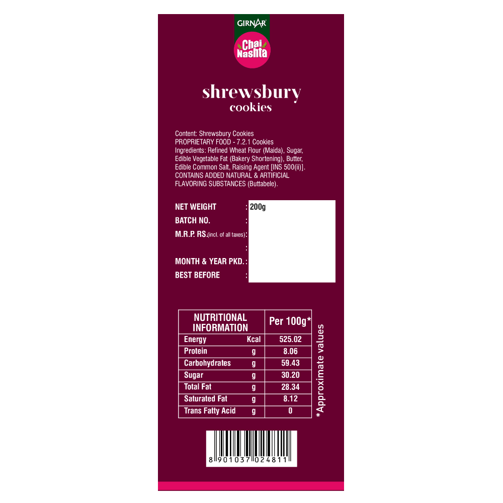 Girnar Chai Nashta - Shrewsbury Cookies - Distacart