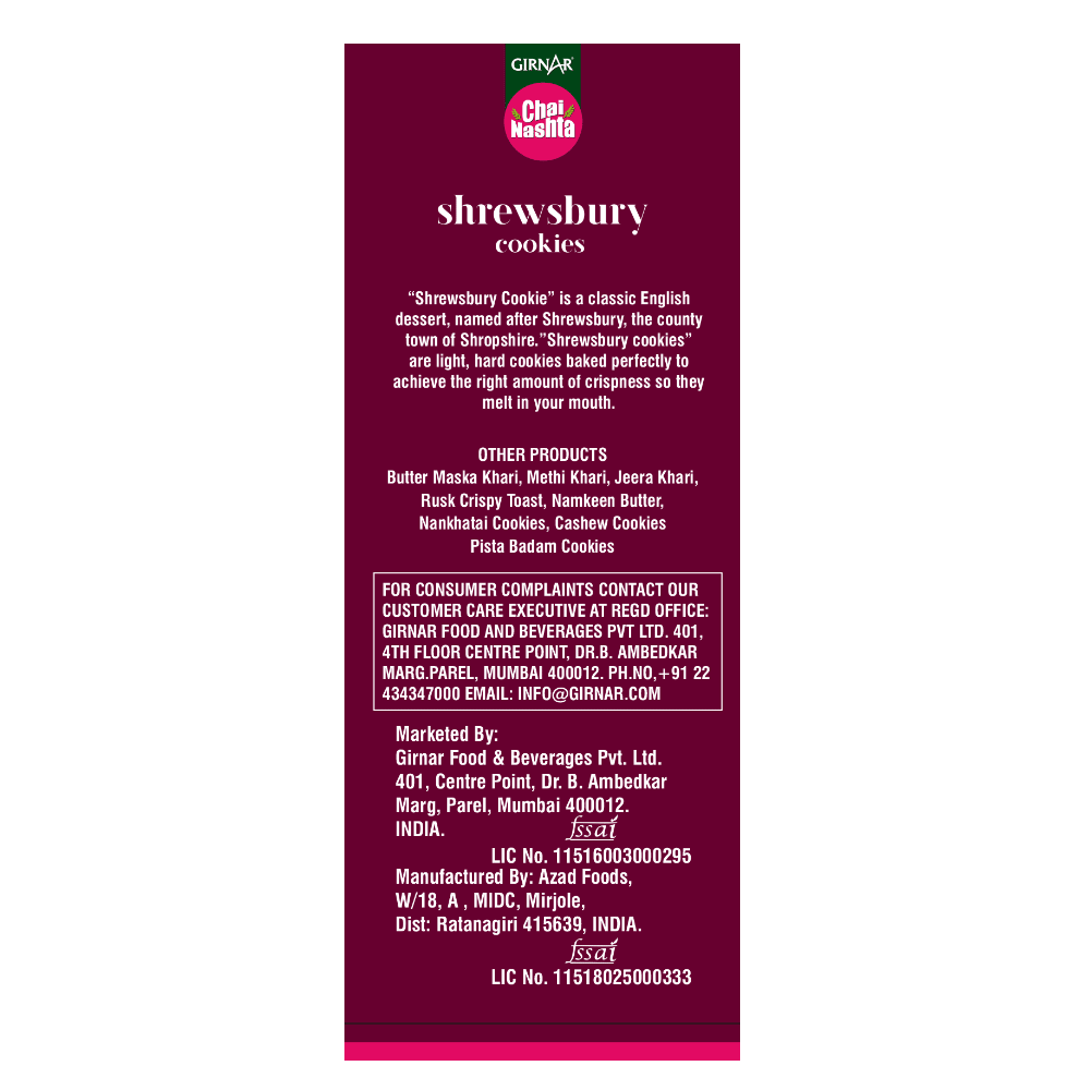 Girnar Chai Nashta - Shrewsbury Cookies - Distacart