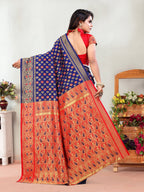 Vedant Vastram Litchi Silk Designer Banarasi Saree - Navy - Distacart