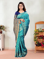Vedant Vastram Litchi Silk Designer Banarasi Saree - Rama - Distacart