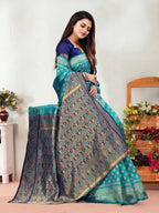Vedant Vastram Litchi Silk Designer Banarasi Saree - Rama - Distacart