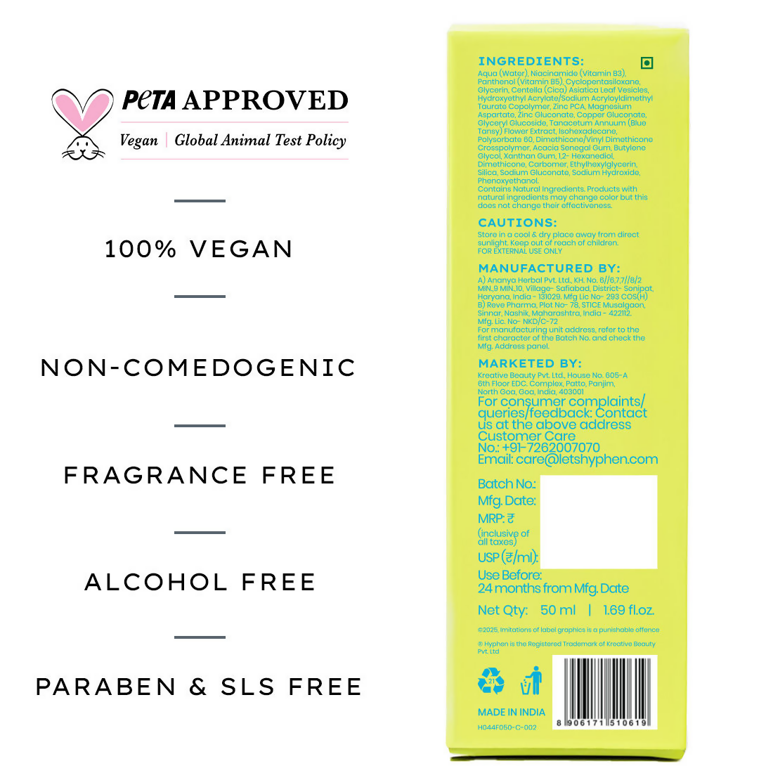 Hyphen 2% Cica Exosome Oil-Free Moisturizer 5% Niacinamide Controls Oil Non-sticky, Light Gel - Distacart