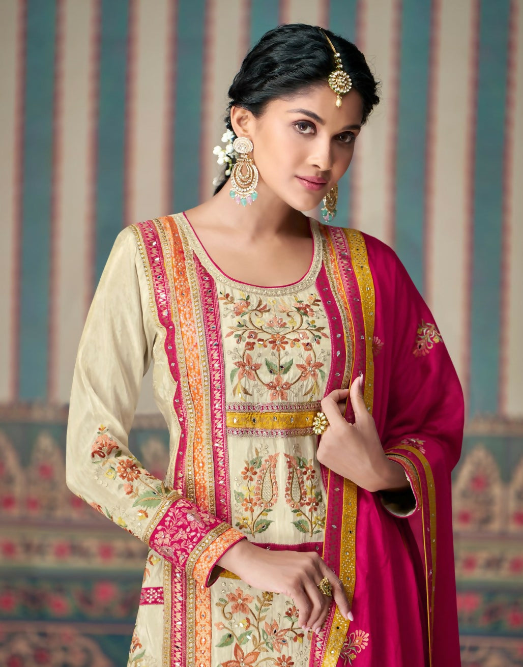 Anaita Pink Embroidered Silk Fully Stitched Plazo suit - Distacart