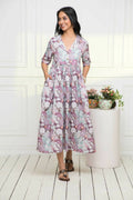 Myshka Women Multi-Floral Rayon A-Line V-Neck Dress - Distacart