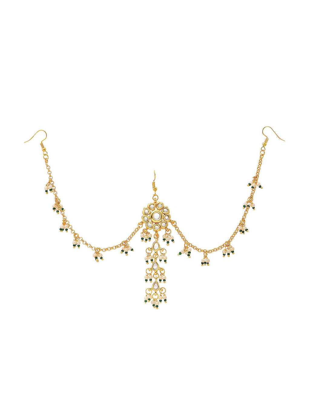 Ruby Raang Gold Flower Kundan Hair Jewelry