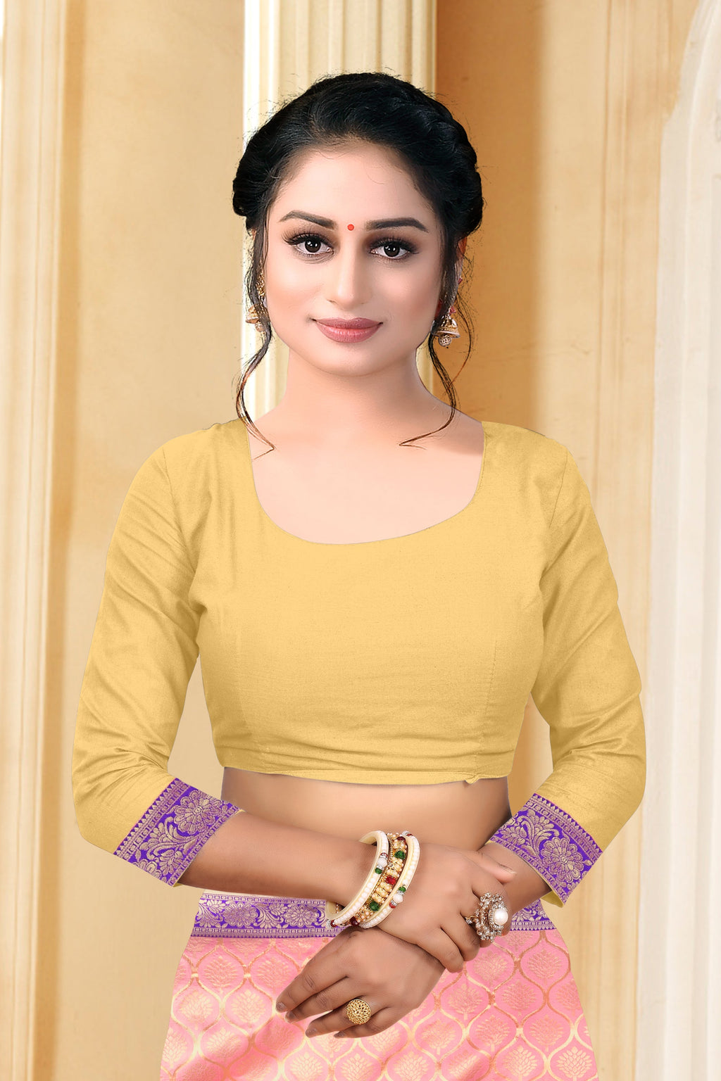 Vedant Vastram Litchi Silk Designer Banarasi Saree - Peach