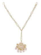 Gold-Plated White Kundan-Studded Pearl Beaded Matha Patti - Ruby Raang - Distacart