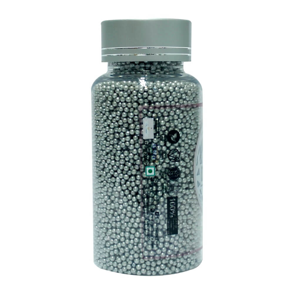 confect silver disco balls sprinkles 3 mm 120 gms