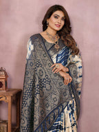 Anaita Navy Soft Satin Silk Saree With Zari Weaving Work - Distacart