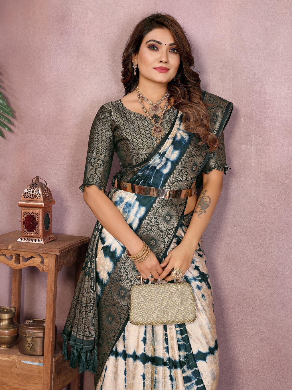 Anaita Blue Soft Satin Silk Saree With Zari Weaving Work - Distacart