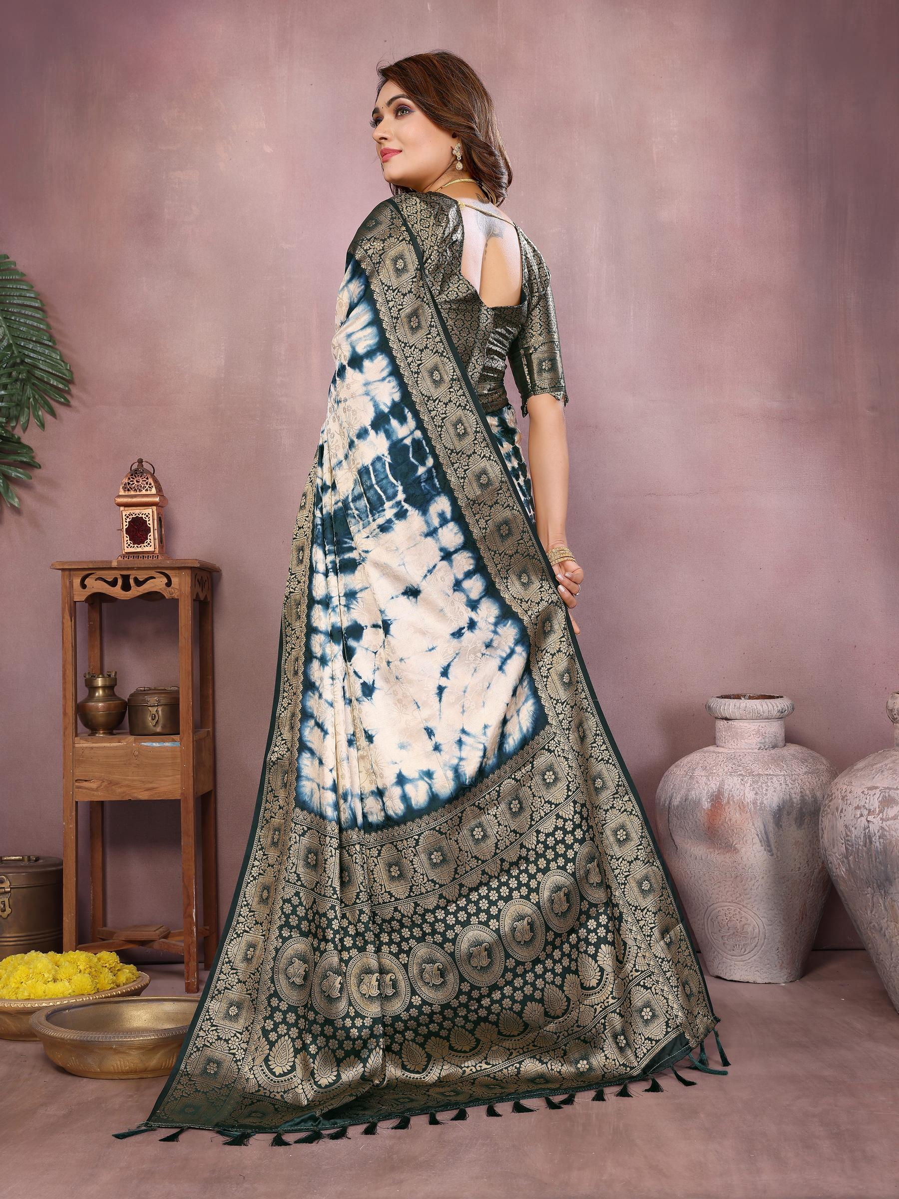 Anaita Blue Soft Satin Silk Saree With Zari Weaving Work - Distacart